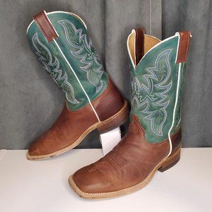 Justin Men's Bent Rail USA MADE Cowboy Western Boots Green BR739 size 9 EE